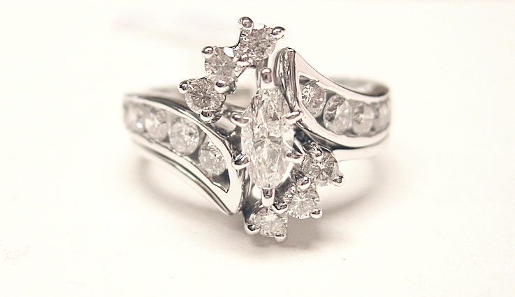 14K White Gold .98 ct. Pre-Set Marquise Diamond Ring