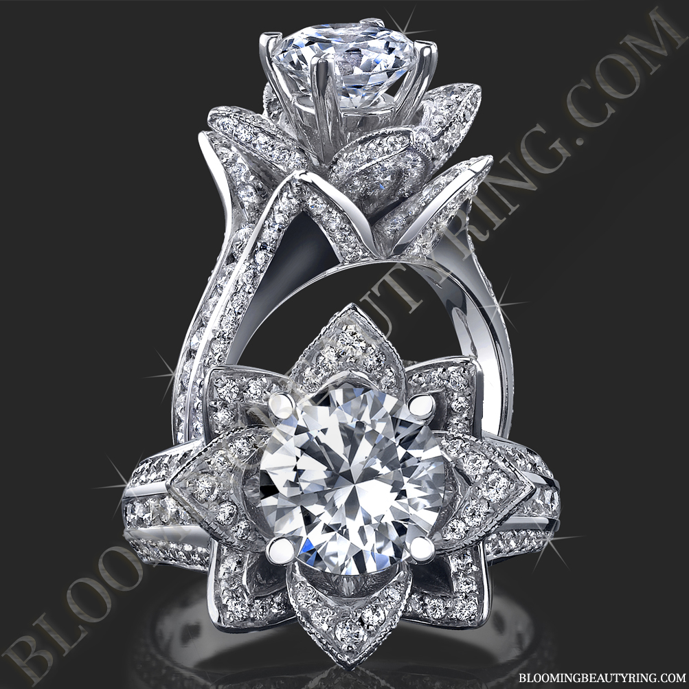 1.78 ctw. Blooming Beauty Rose Flower Diamond Engagement Ring