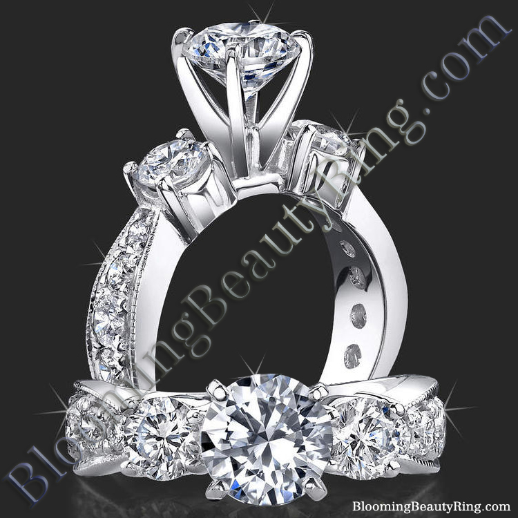3 Stone Tapered Past Present Future Anniversary / Engagement Ring