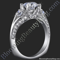 3 Stone Ring Uniquely Designed U Shaped Prongs - bbr368