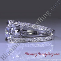 3 Sided Tension Set Split Shank Pave Diamond Engagement Ring Sideview 2