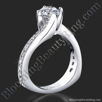 European Round Spiral Style Band With a Curved Twist Engagement Ring