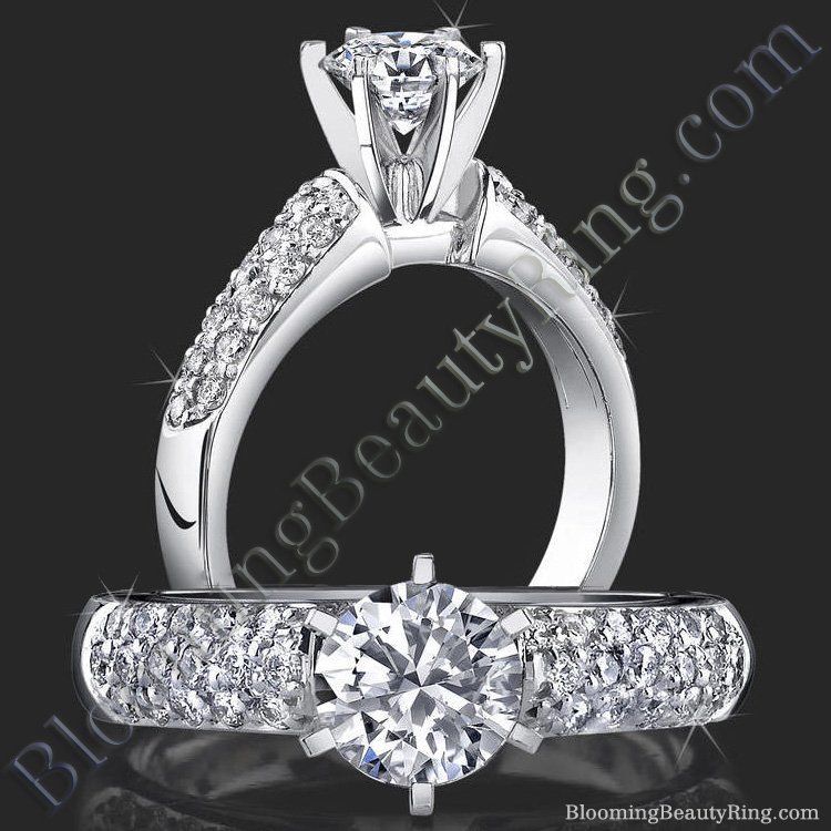 High Quality 6 Prong Modified Cathedral Engagement Setting - bbr189e