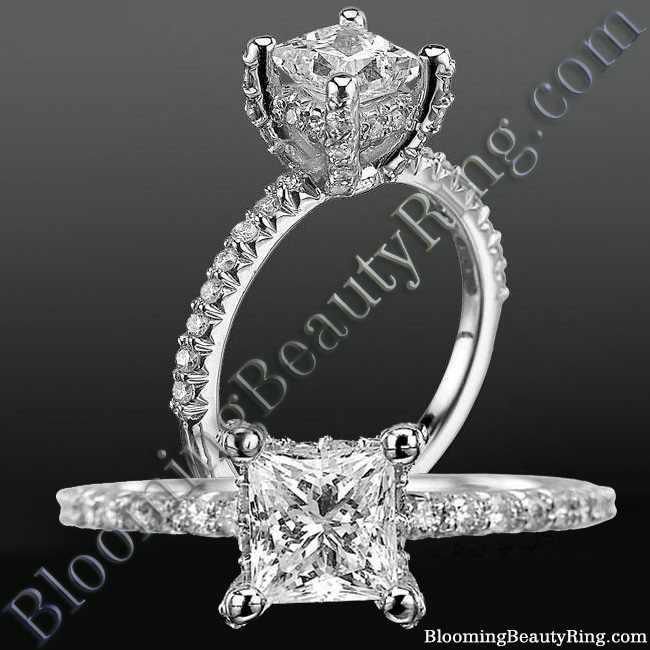 High Spirited Diamond Encrusted Unique Petite Engagement Ring - nw6004