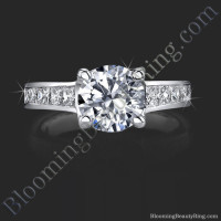 Invisible Channel Set Princess Ring Wide Band with Hidden Square Diamonds