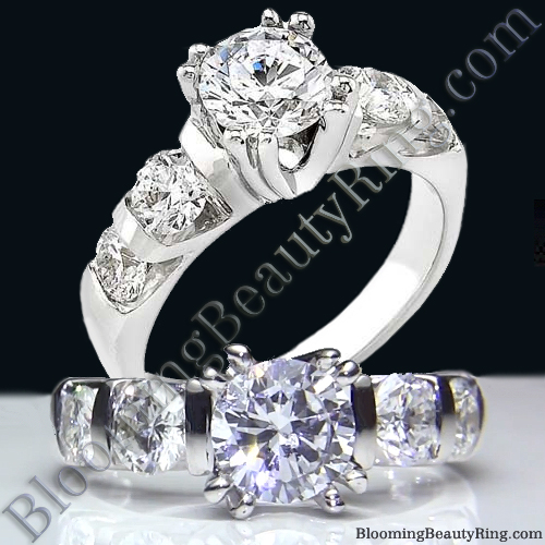 Tension Set Large Diamond Curved 8 Prong Engagement Ring - bbr331e