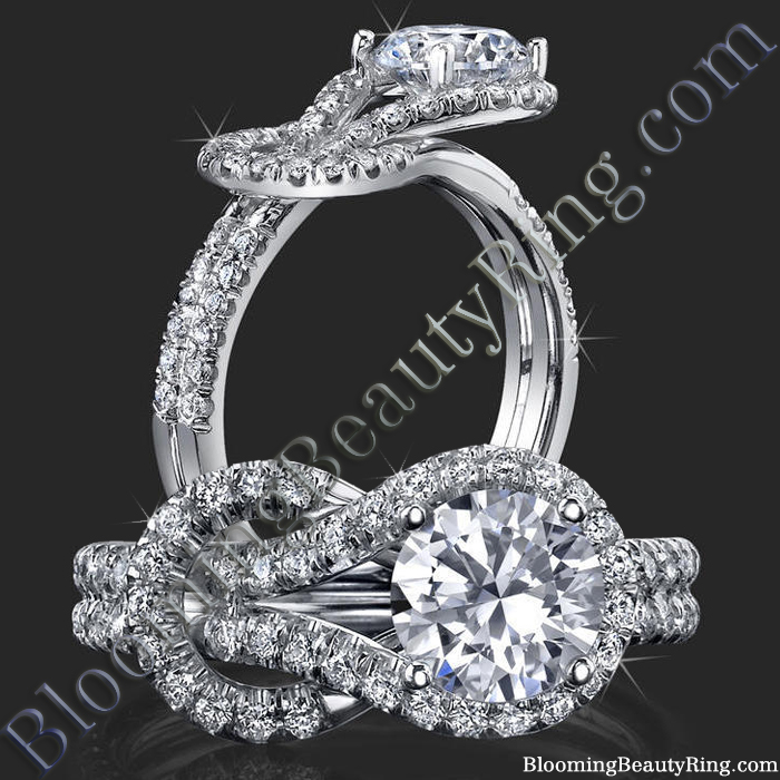 Two Interlaced Split Loop Diamond Engagement Ring