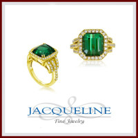 18k Yellow Gold Fine African Green Tourmaline Diamond Ring