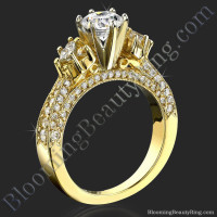 6 Prong Multi Shaped Graduated Diamond Engagement Ring
