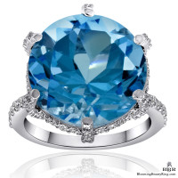 17.35 ctw. Blue Topaz and Diamond Ring