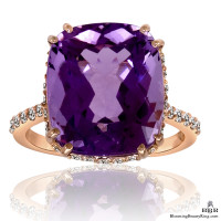 20k Rose Gold Rich Color 8.65 ct. Purple Rose Cut Amethyst Ring
