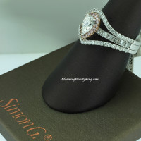 Simon G Artistic 3 Band Pear White and Pink Diamond Ring