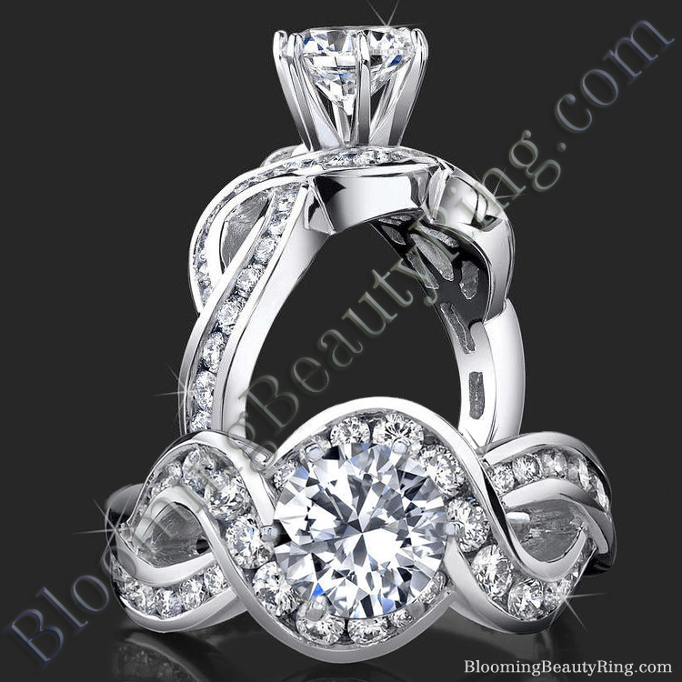 Popular One of a Kind Crossover Style Band with Swirling Graduated Round Accent Diamonds - bbr452