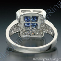 .57 ctw. Diamond and Blue Sapphire Double Square Top Ring - 2