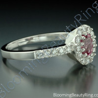 .89 ctw. Diamond and Oval Pink Halo Sapphire Ring - 3