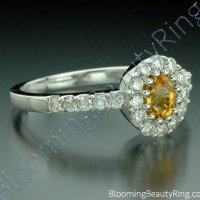 .85 ctw. Multi Prong Oval Yellow Sapphire and Diamond Ring - 2