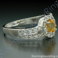 1.26 ctw. Oval Yellow Sapphire and Diamond Wave Ring - 2