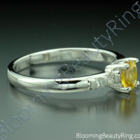 .64 ctw. Oval Yellow Sapphire and Princess Diamond Ring - 2