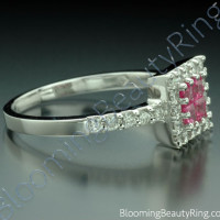 .76 ctw. Invisible Set with 4 Pink Sapphires and Diamond Ring - 3