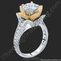 Yellow Gold and White Blooming Beauty Flower Ring – bbr434tty