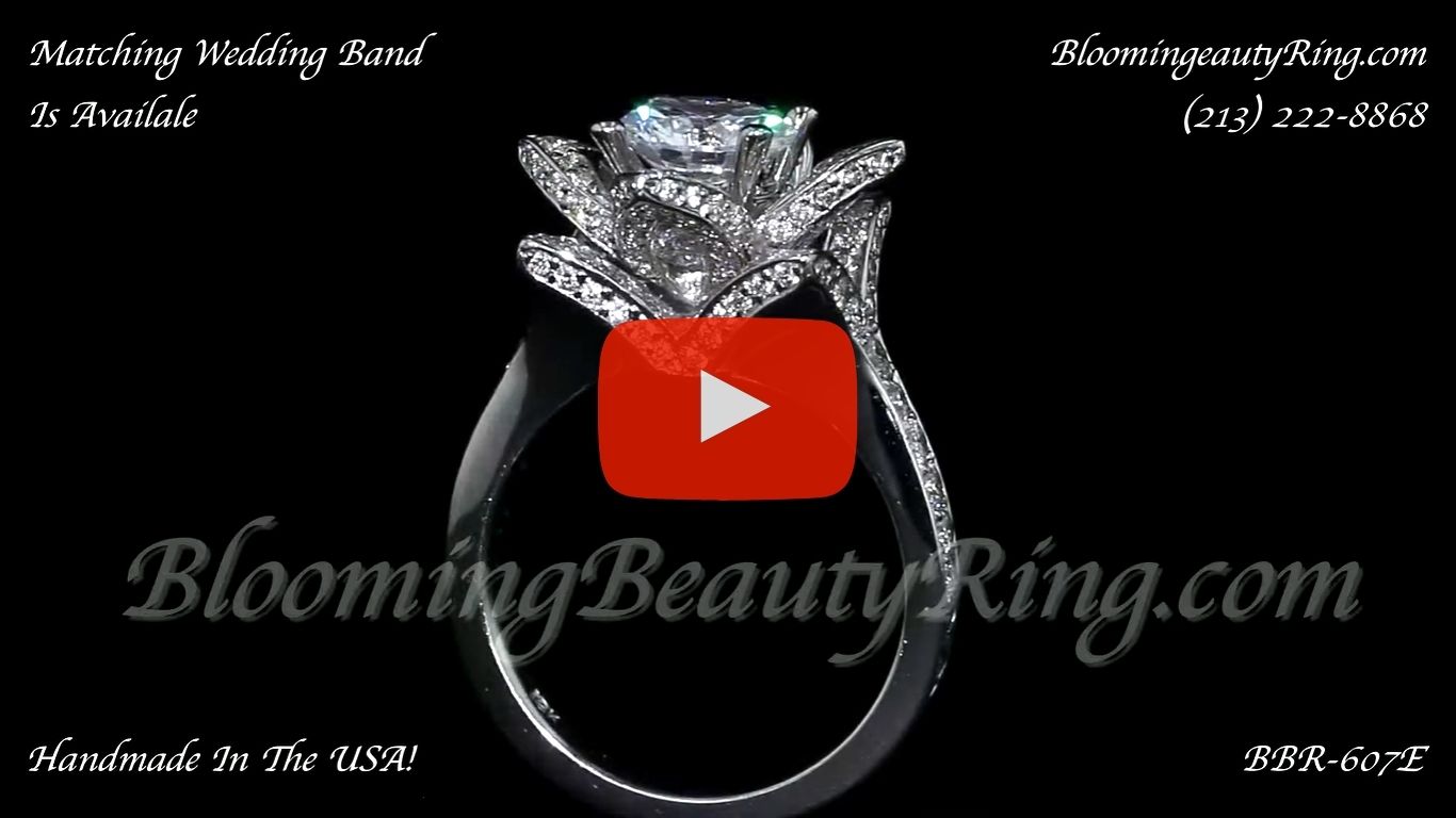 The Large Crimson Rose Flower Diamond Engagement Ring – bbr607 standing up video