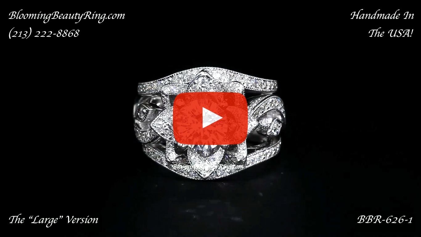 The Large Lotus Swan Double Band Flower Ring Set – bbr626-1 laying down version 2 video