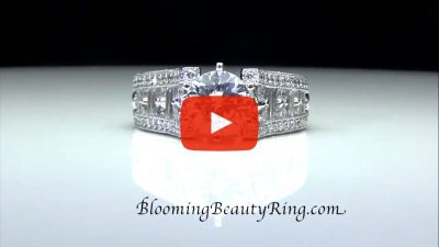 6 Prong Tiffany Style Engagement Ring with Alternating Round and Baguette Diamonds – bbr304 laying down video
