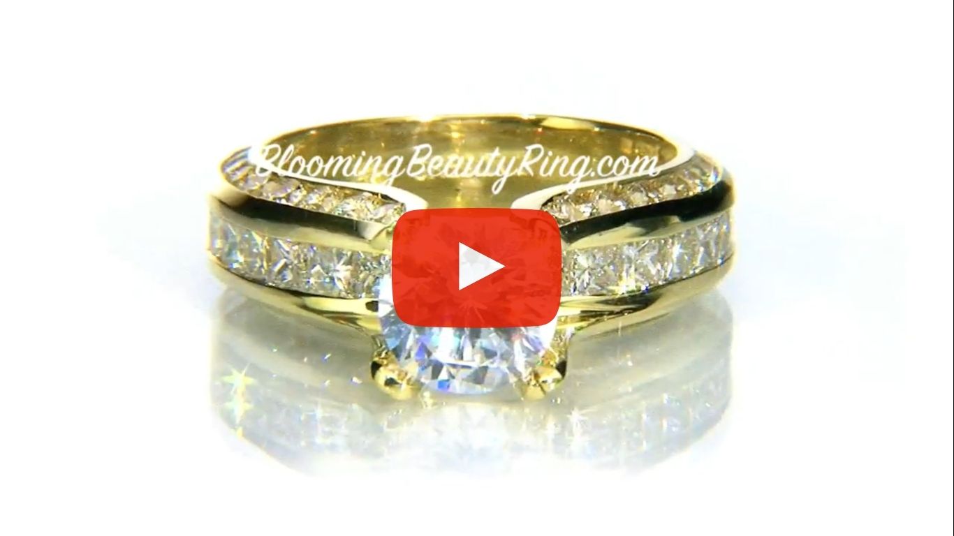 Fluid Round and Princess Channel Set Curved 4 Prong Diamond Engagement Ring – bbr393 laying down video