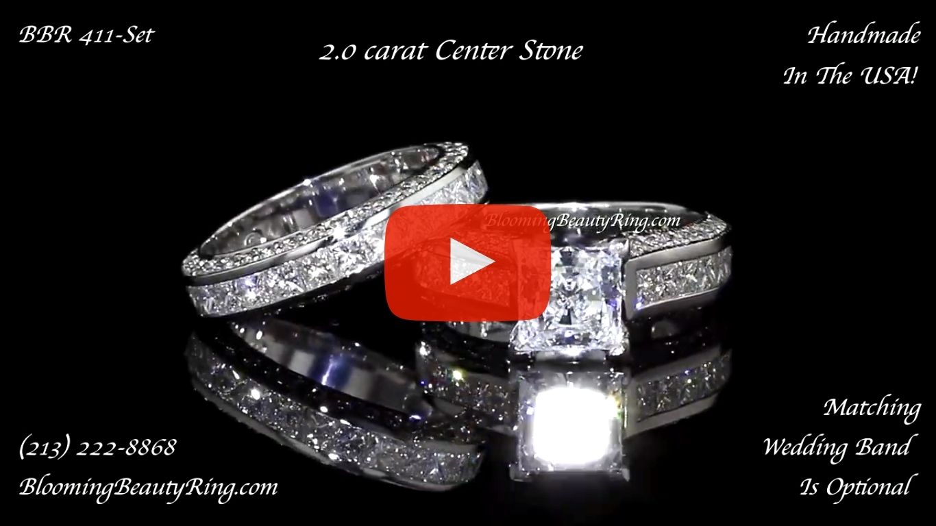 Jewelers Impressive Princess Cut Engagement Rings with Well Over 3 Carats of Diamonds (3.68 ctw) – bbr411-411b laying down video