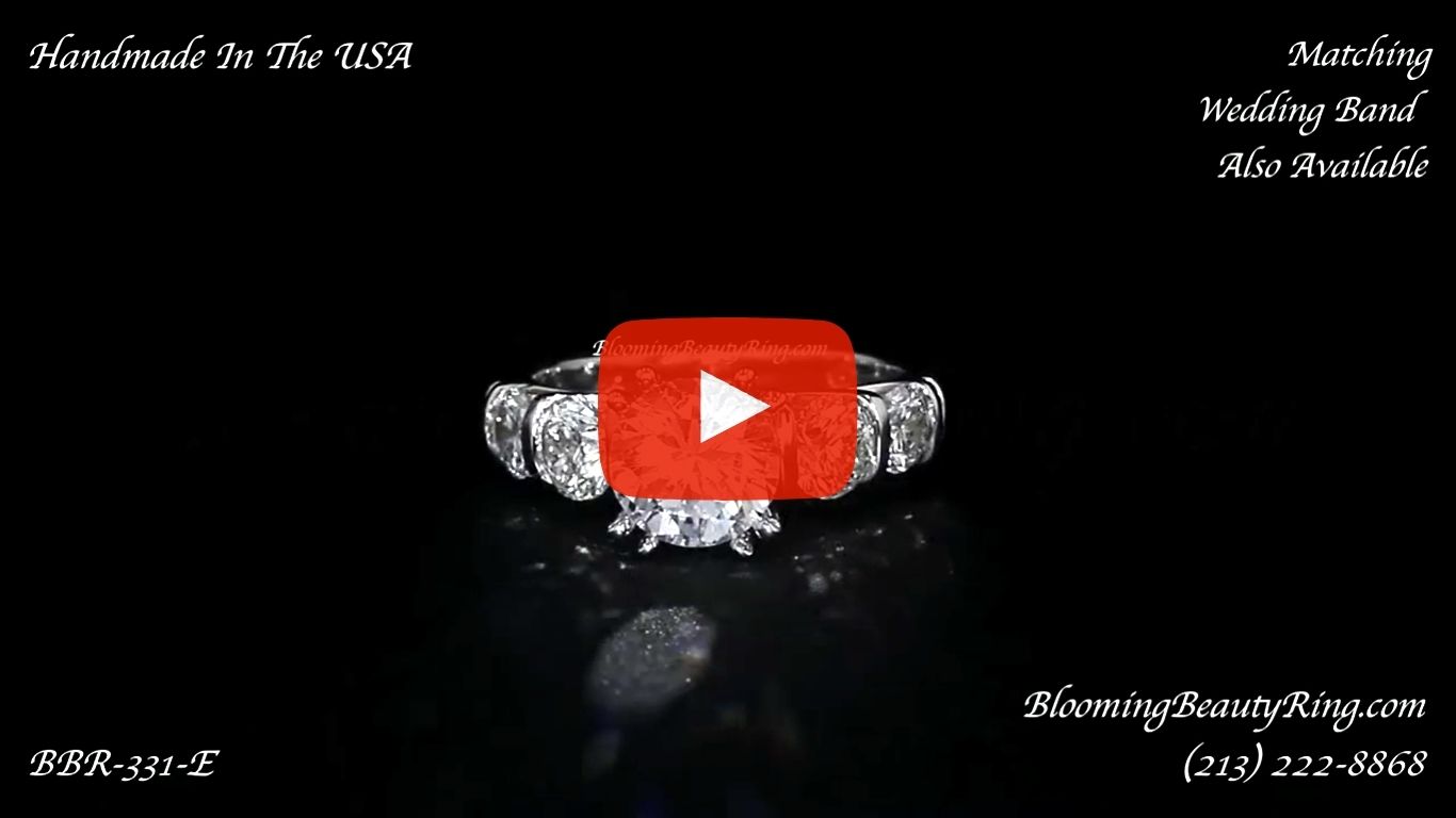 Tension Set Large Diamond Curved 8 Prong Engagement Ring – bbr331e laying down video
