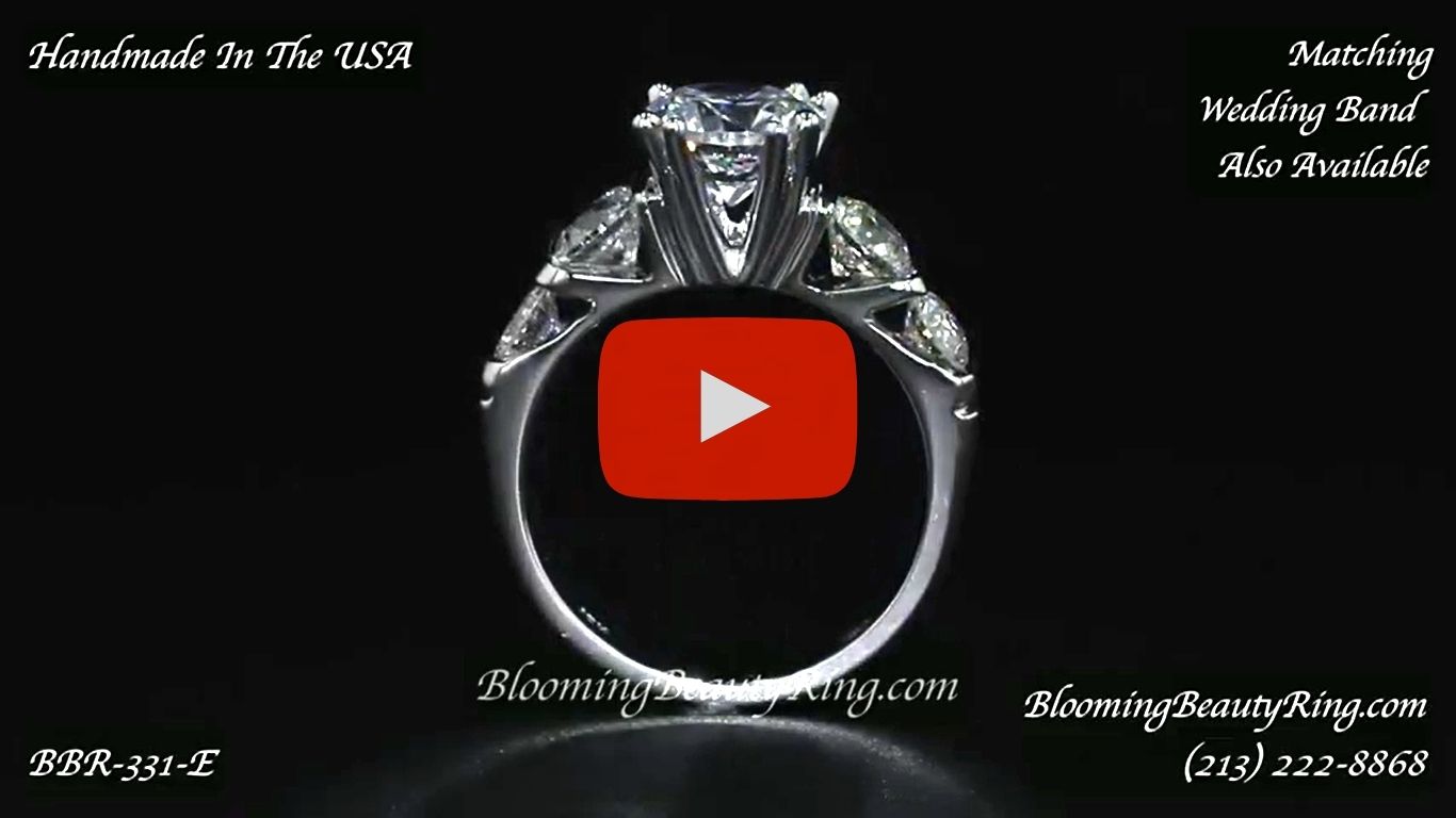 Tension Set Large Diamond Curved 8 Prong Engagement Ring – bbr331e standing up video