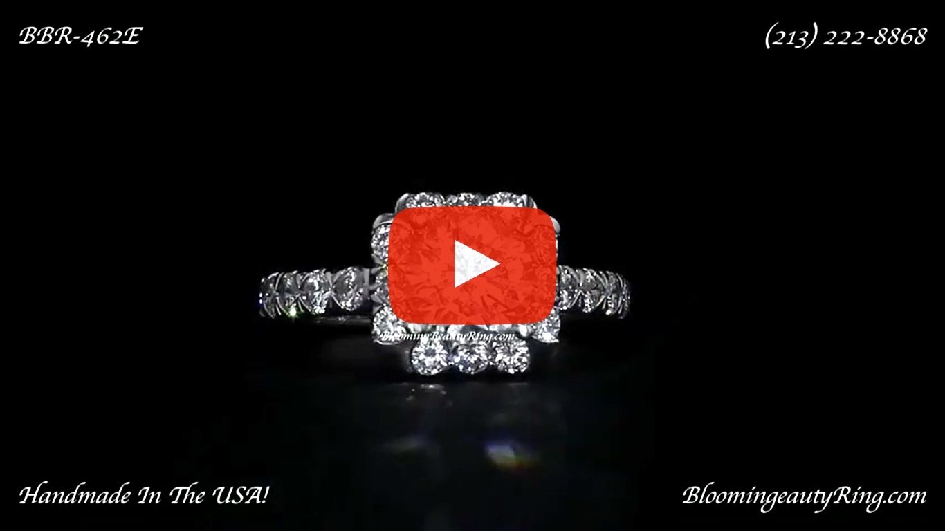 Fully Bloomed Flower Halo Tension Bezel Ring with Very Large Diamonds – bbr462e laying down video
