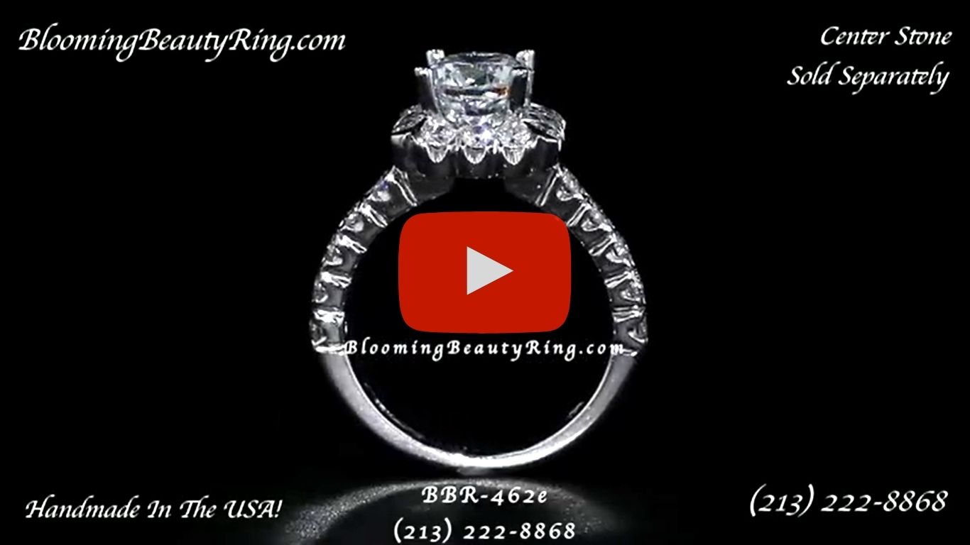 Fully Bloomed Flower Halo Tension Bezel Ring with Very Large Diamonds – bbr462e standing up video