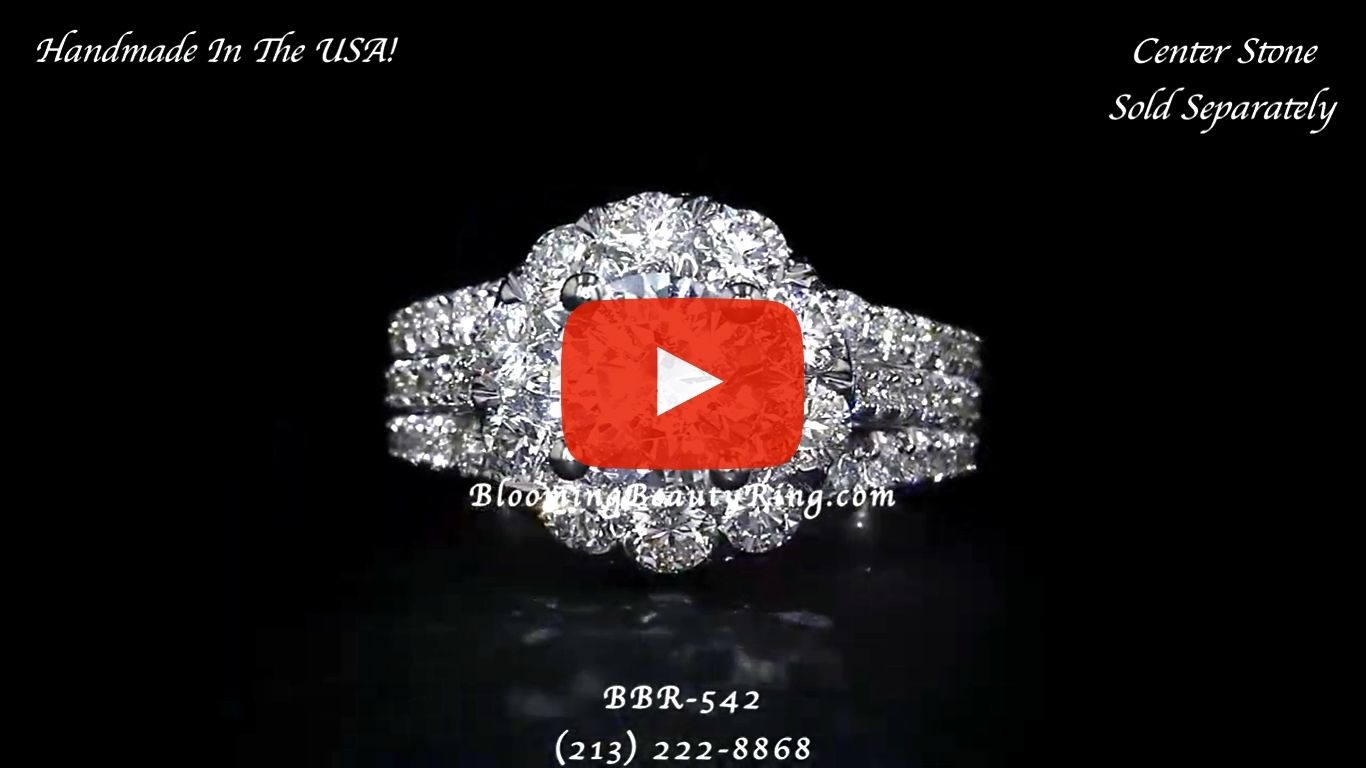 The Rising Diamond – Split Halo – Engagement Ring – bbr542 laying down video