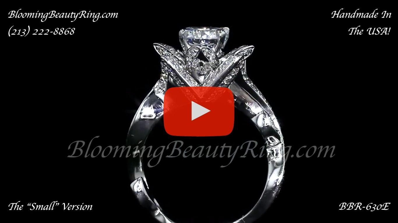 The Lotus Swan 1ct. Diamond Engagement Flower Ring – bbr630 standing up video
