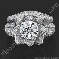 1.67 ctw. Small Hand Engraved Blooming Beauty Wedding Ring Set – bbr434en-s-set