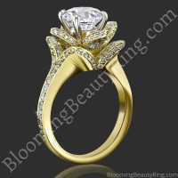 The Large Crimson Rose Flower Diamond Engagement Ring