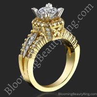 Queen's crown Mid Split Shank Diamond Engagement Ring