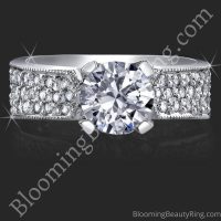 Enhanced Tiffany Style High Mount Pave Diamond Engagement Ring 