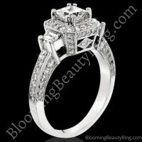 Octagonal Pave Styled 8 Pronged Halo Diamond Engagement Ring
