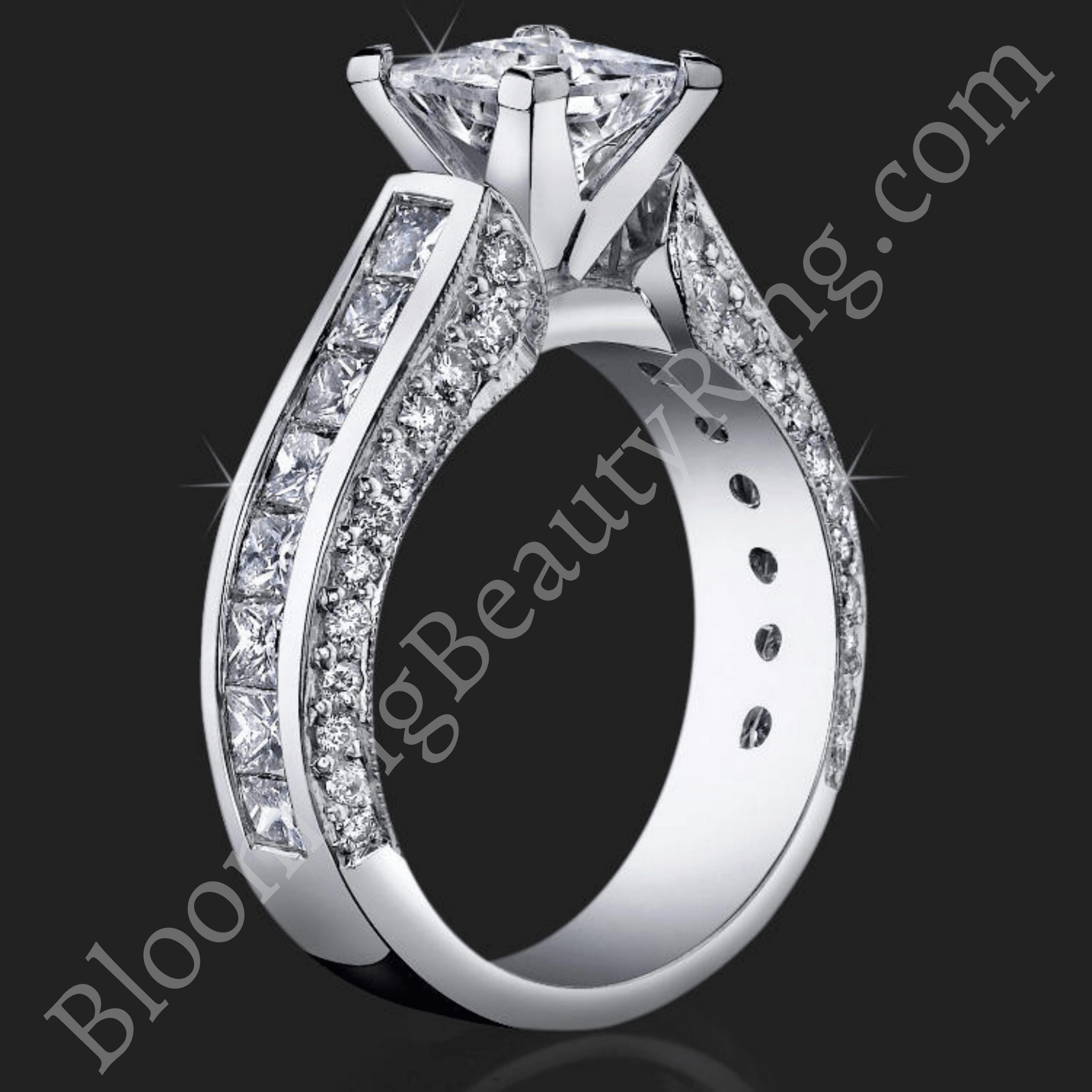 Best Selling Tiffany Style Princess Diamond Engagement Ring with Big Diamonds