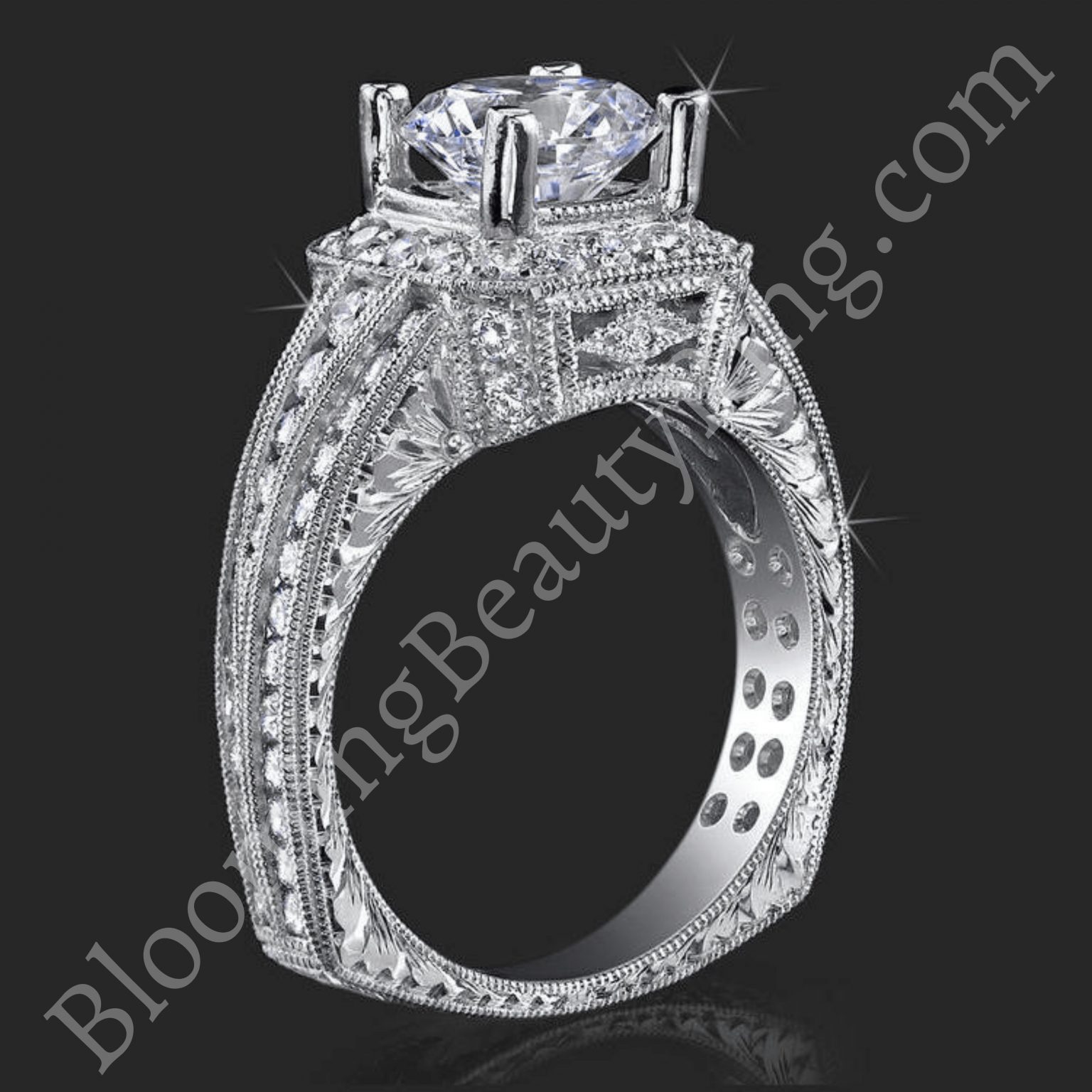 Crown Flat Bottom European Style Band with Over 80 Hand Set High Quality Diamonds