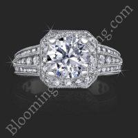 1.32 ctw. Ring of Art Diamond and Engraved Engagement Ring laying down