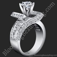 1.85 ctw. Double Seven Round and Baguette Engagement Ring - bbr4549 standing up