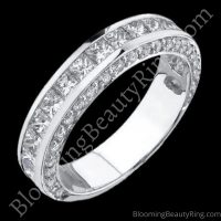 3.68 ctw. Channel Set Princess Micro Pave Round Engagement Ring Set - bbr411-411b laying down