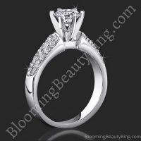 1.08 ctw. 3 Column Micro Pave 6 Prong Diamond Engagement Ring - bbr189e