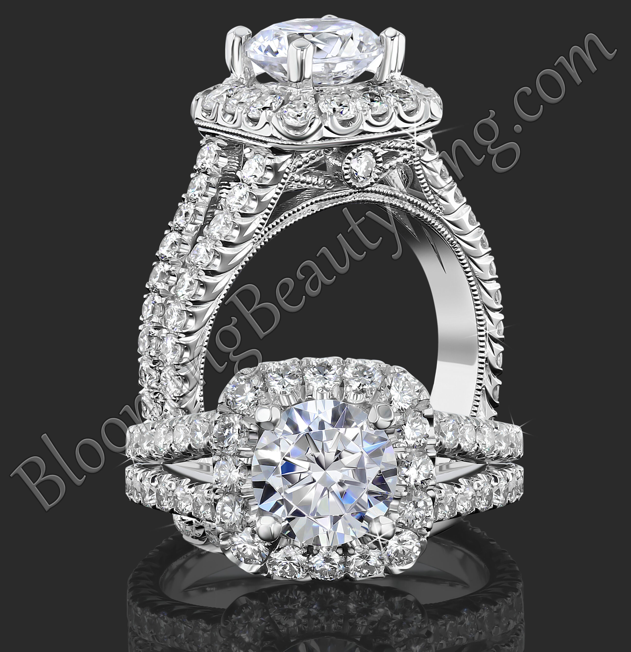 Breathtaking 1.60 ctw Halo Diamond Engagement Ring Handmade In The USA To Perfection bbr733