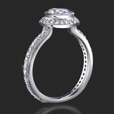 .56 ctw. Halo Bezel Millegrain Diamond Engagement Ring