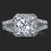 .60 ctw. 60 Diamond Split Shank Short Halo Engagement Ring Top View