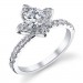 .75 ctw. Petite Pave Set Diamond Flower Engagement Ring Angled View
